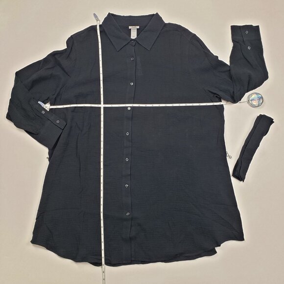 Andie Swim The Corvo Button-Up Cover-Up Shirt Women's XXL Black Cotton Gauze NWT - Picture 4 of 16